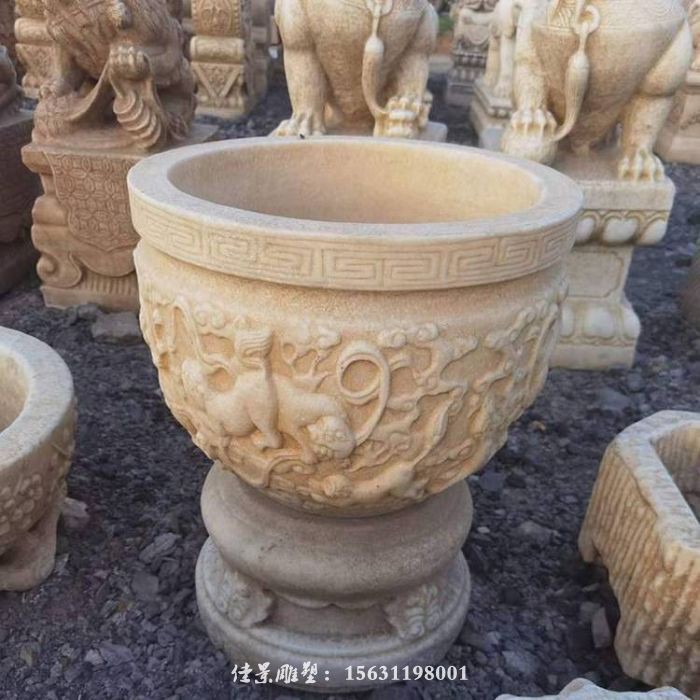 大理石大型中式狮子园林景观石雕狮子一对寺庙祠堂汉白玉最新报价(图1)